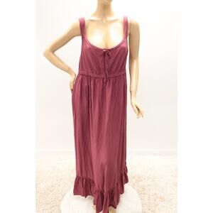 Jessica London Maxi Dress Women's 22 Red Boho Peasant Cottage Core Prairie Linen